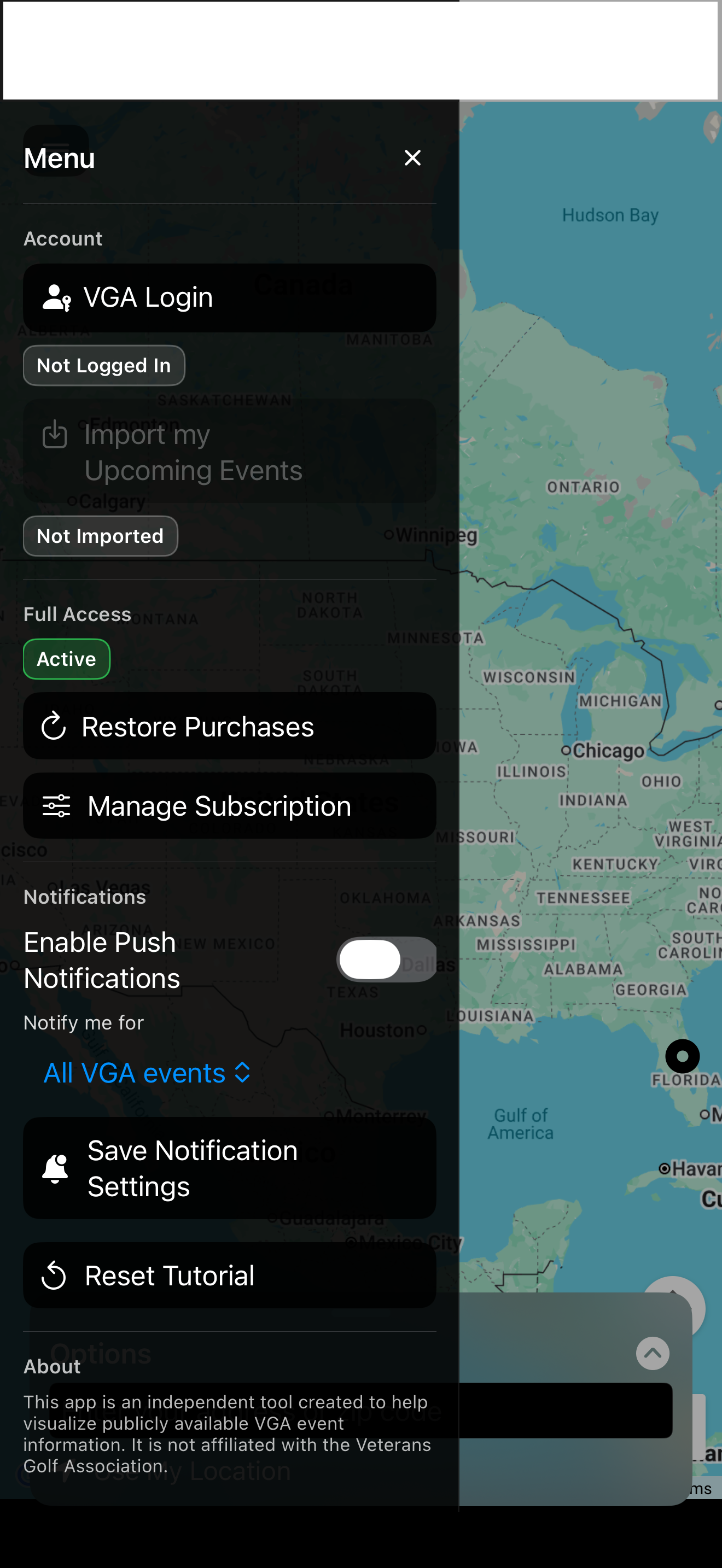 PinPoint Golf notification settings